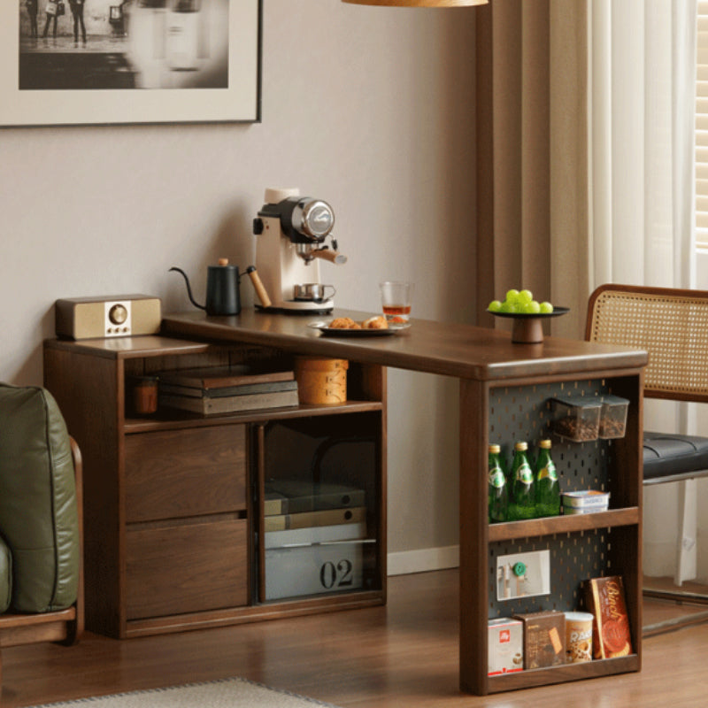 Nolan Solid American Oak Desk with Drawers & Glass Cabinet 120cm 140cm – view 5