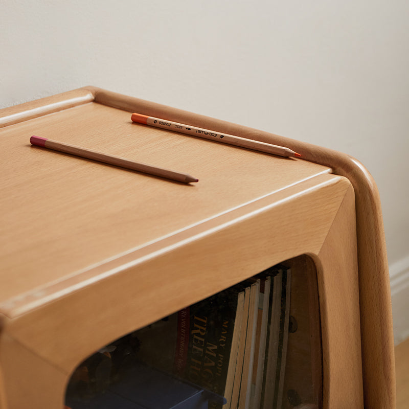 Norman Kids Wooden Side Table in Solid Beech with Night Light 40cm – view 5