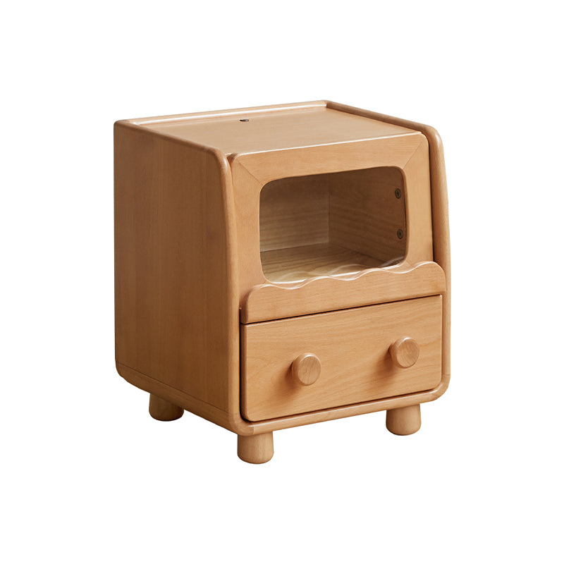 Norman Kids Wooden Side Table in Solid Beech with Night Light 40cm – view 9