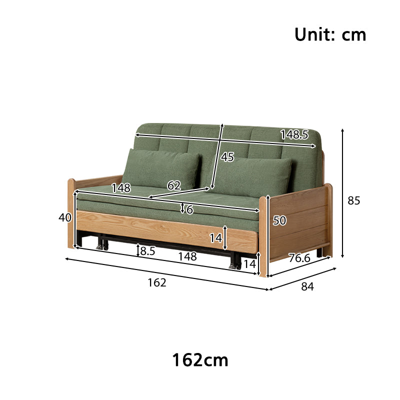 Norton cotton-linen sofa bed on solid oak frame – view 13