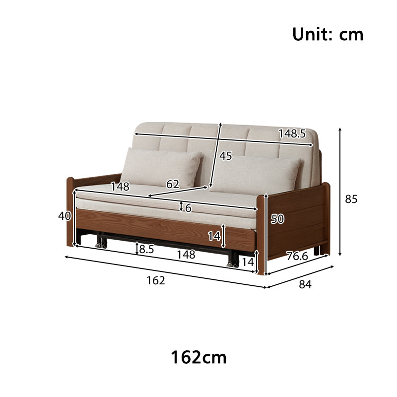 Norton cotton-linen sofa bed on solid oak frame – view 18