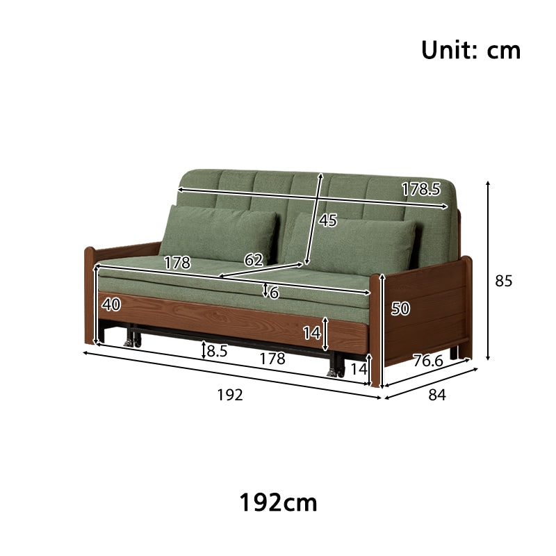 Norton cotton-linen sofa bed on solid oak frame – view 24