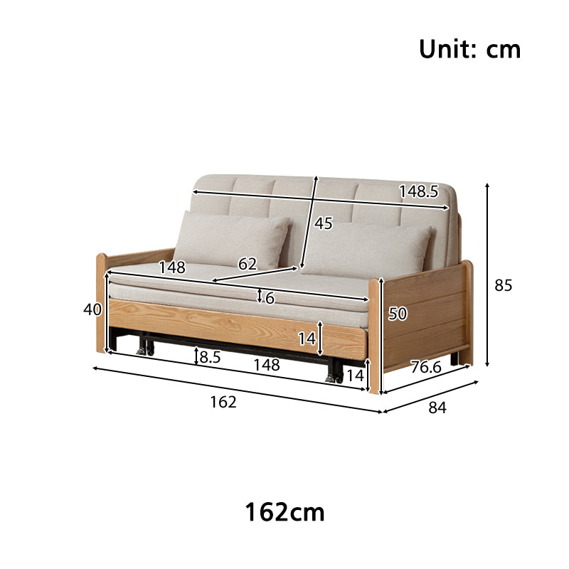 Norton cotton-linen sofa bed on solid oak frame – view 8