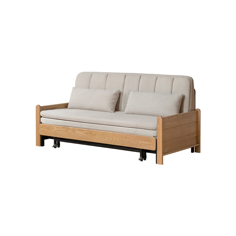 Norton cotton-linen sofa bed on solid oak frame – Natural Wood Linen Beige 192cm, view 9