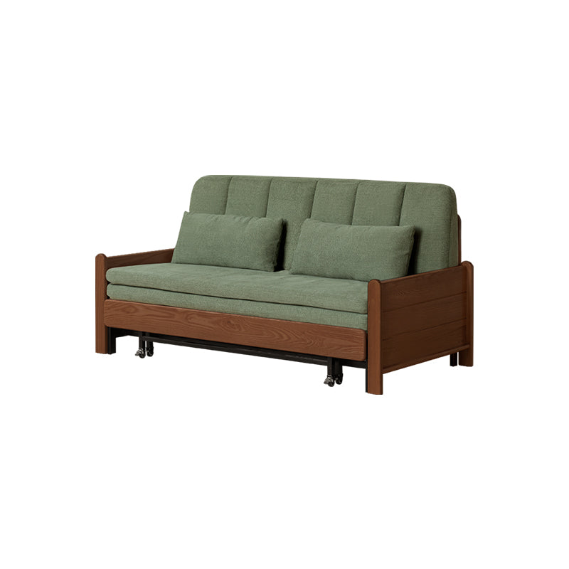 Norton cotton-linen sofa bed on solid oak frame – Walnut Green 162cm, view 21