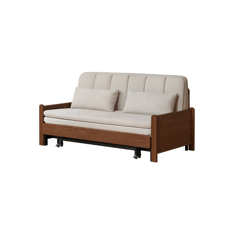 Norton cotton-linen sofa bed on solid oak frame – Walnut Linen Beige 162cm, view 17
