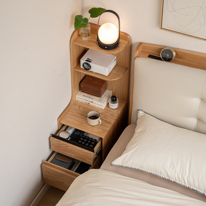 Kathy Solid American Oak Bedside Table with Drawer – view 2
