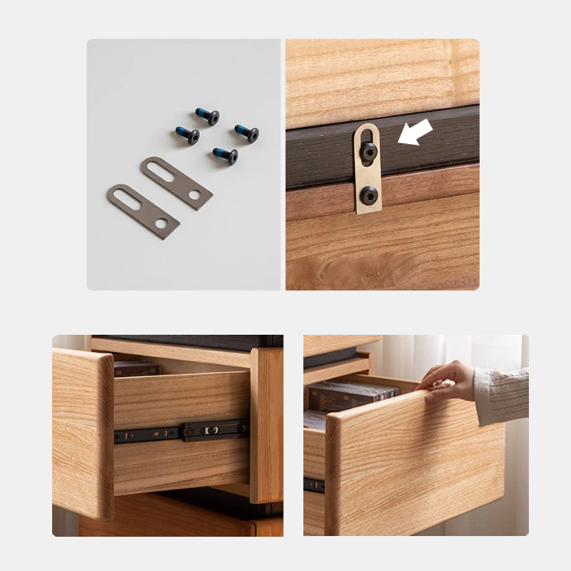 Kimberly low solid wood bedside table with drawer – view 5