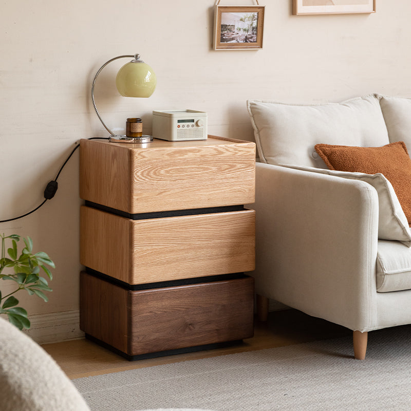 Kimberly low solid wood bedside table with drawer – SET 3, view 14