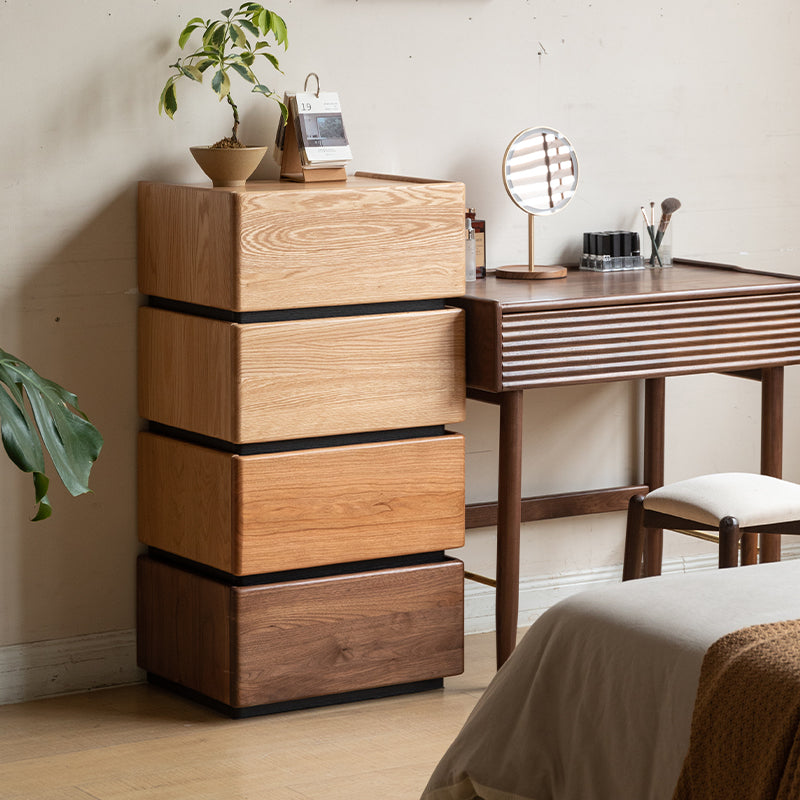 Kimberly low solid wood bedside table with drawer – SET 4