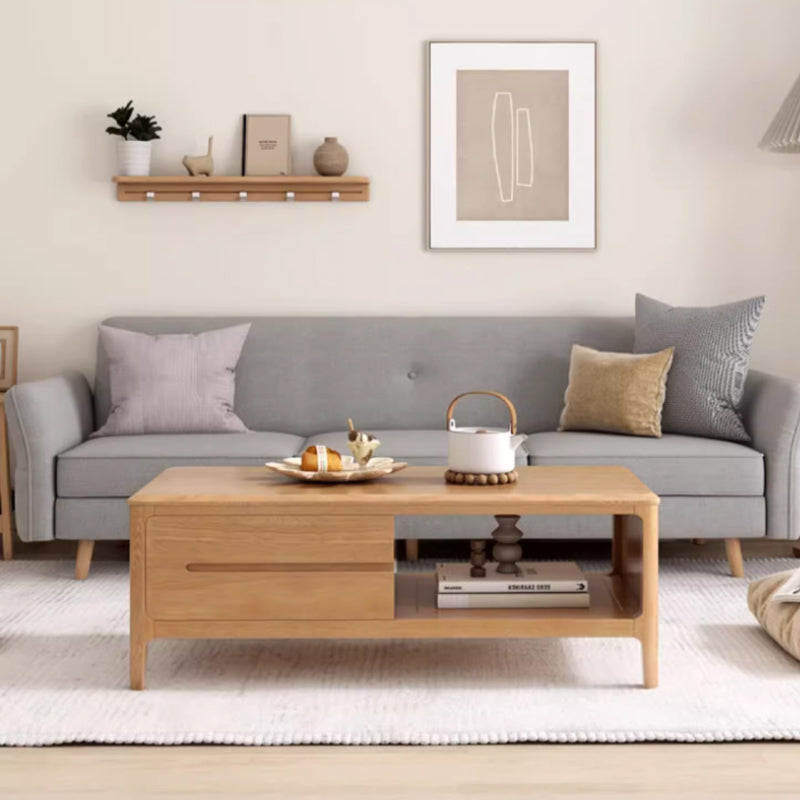 Gretchen solid American oak coffee table in natural wood finish