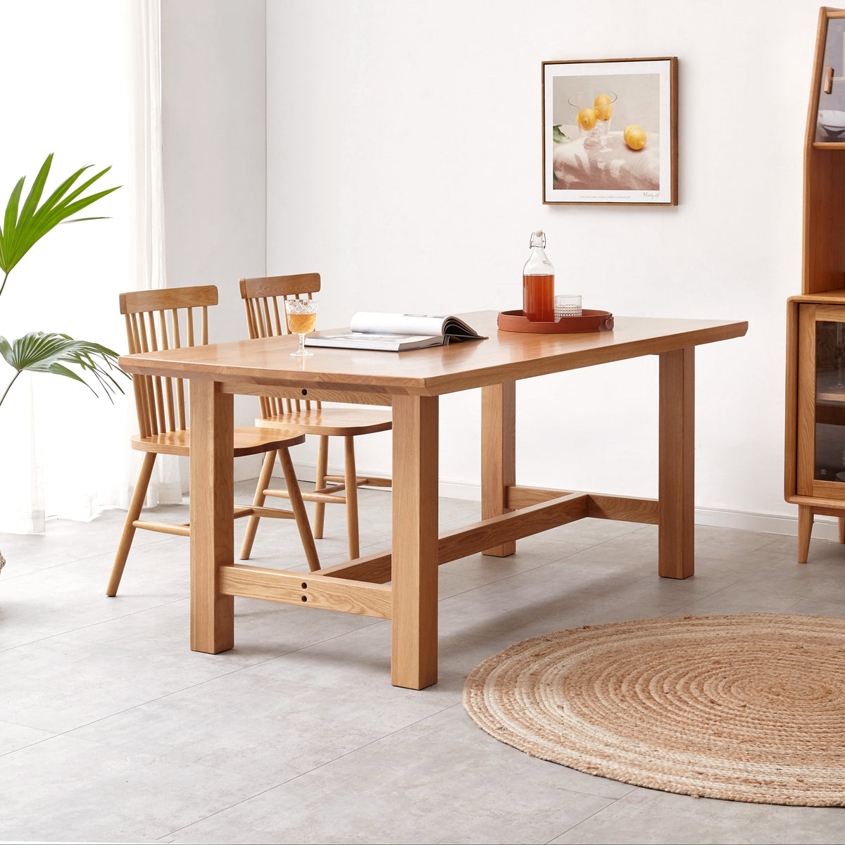 Alagie solid American oak dining table with slab top – view 18