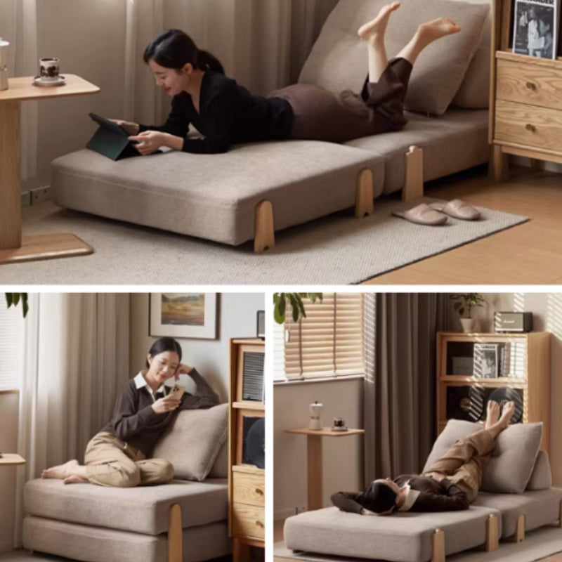 Odette Sofa Bed on Solid Ash Frame 99cm in Cotton-Linen – view 2