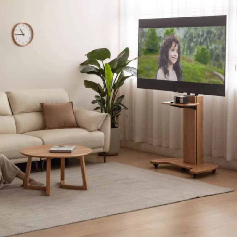 Olympia Solid American Oak TV Stand with Mount on Castors 85cm – view 2