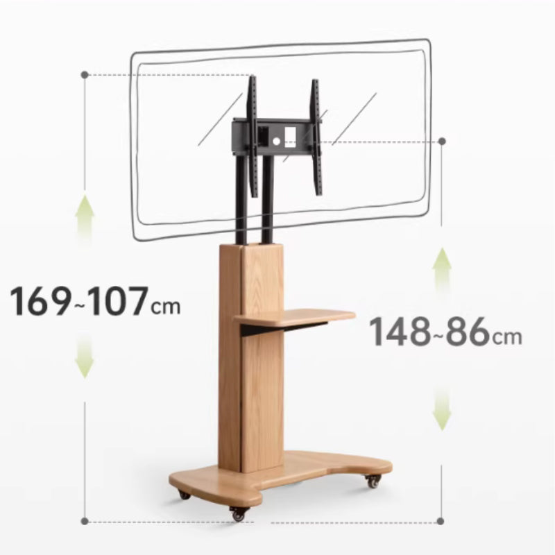 Olympia Solid American Oak TV Stand with Mount on Castors 85cm – view 9