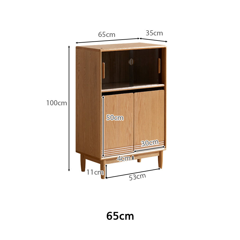 Oona American Oak and Pinewood Bookshelf with Glass 45cm 65cm – view 7