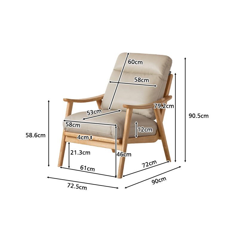 Patton leather armchair with solid ash frame – view 8