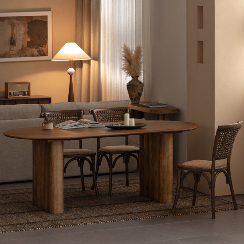 Petra solid mango wood dining table in walnut colour – view 2