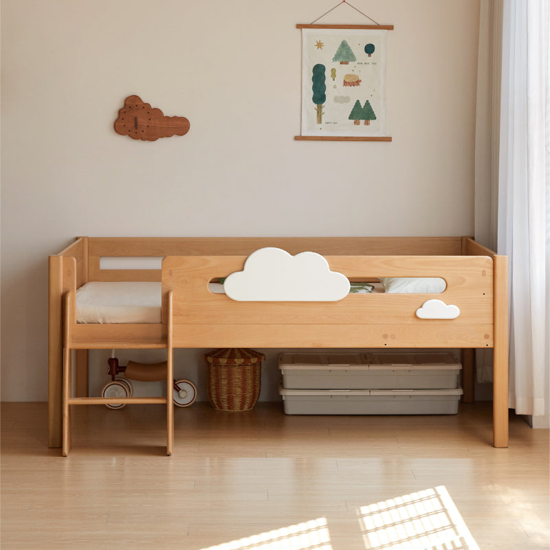 Pierce Solid Beech and Liriodendron Kids Bed with Guardrails and Ladder 135cm – view 11