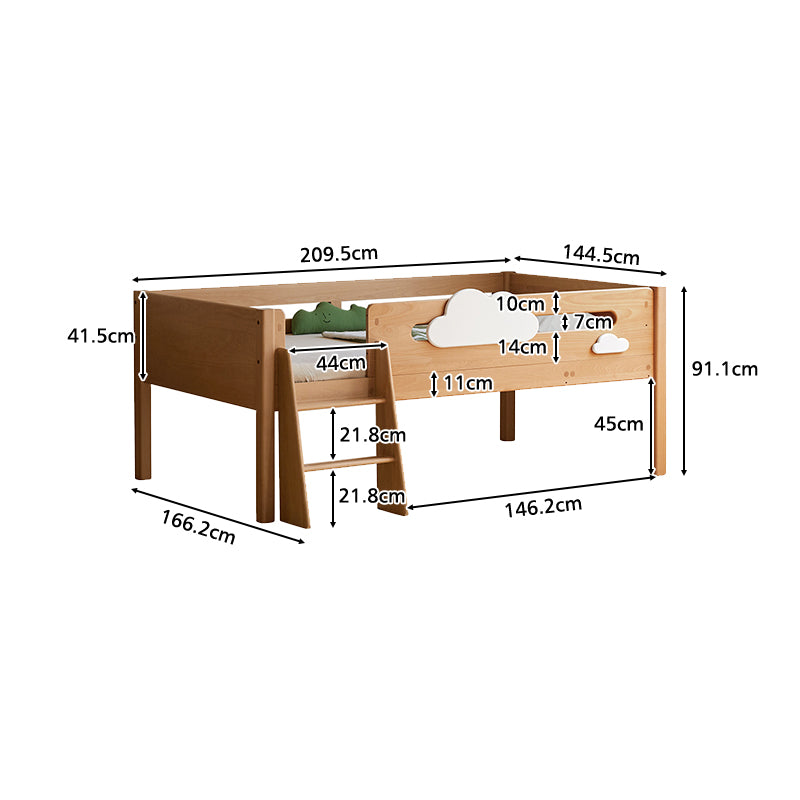 Pierce Solid Beech and Liriodendron Kids Bed with Guardrails and Ladder 135cm – view 13