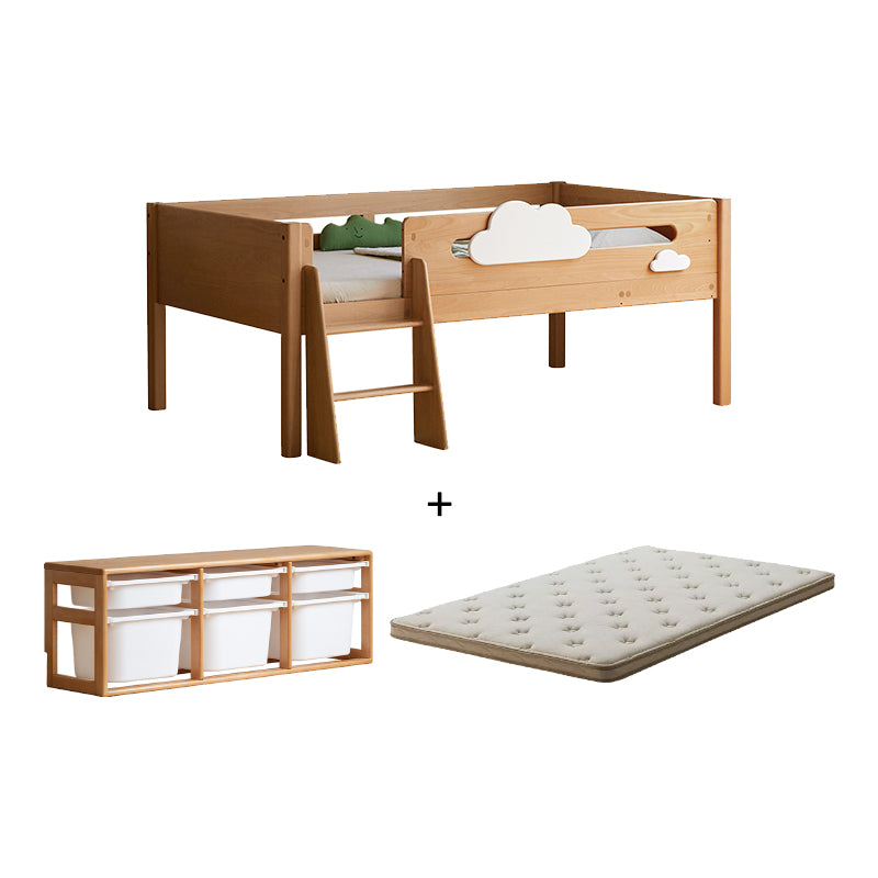 Pierce Solid Beech and Liriodendron Kids Bed with Guardrails and Ladder 135cm – With Cabinet, view 10