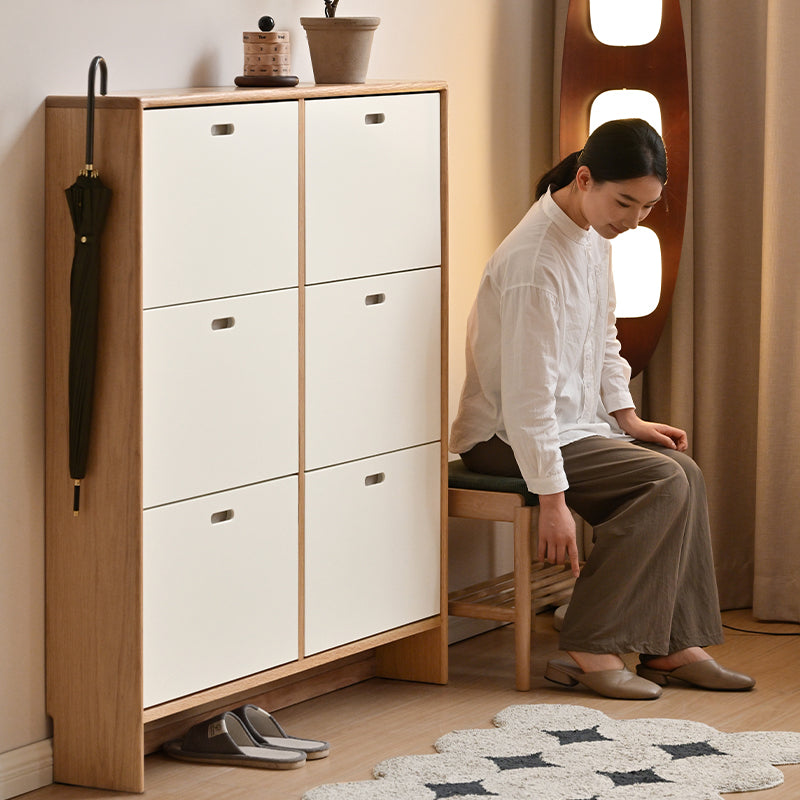 Sadie Poplar and Rubberwood Ultra-Thin Shoe Cabinet 82cm 116cm – view 2