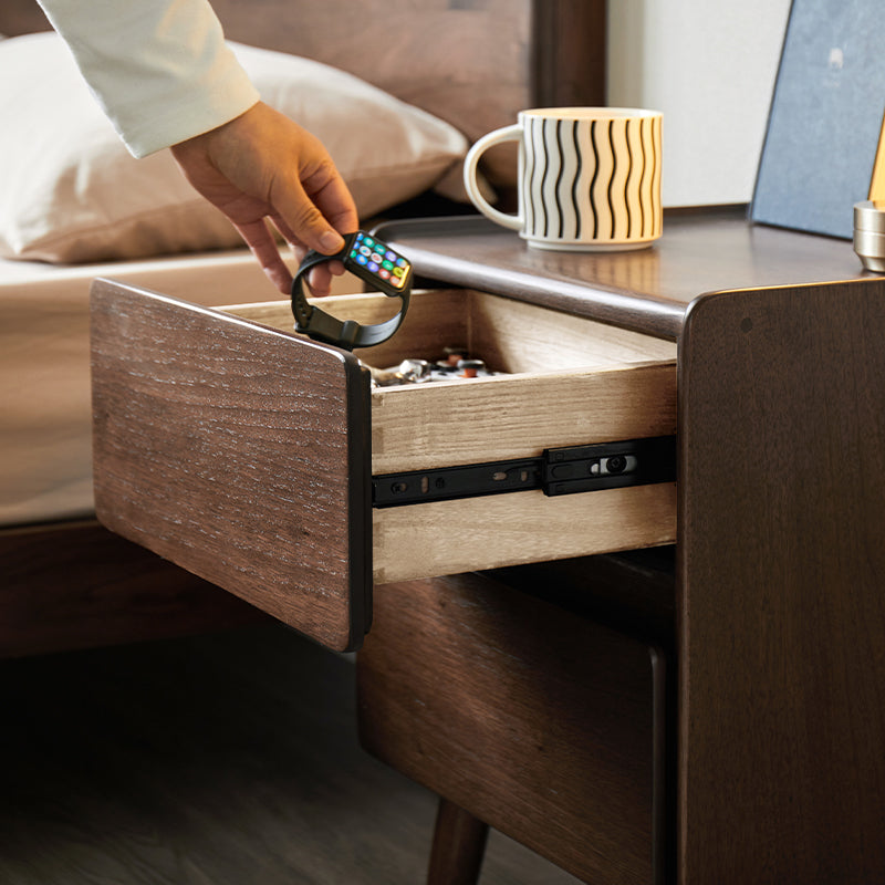 Remington Catalpa Wood Bedside Table in Walnut Colour 42cm – view 8