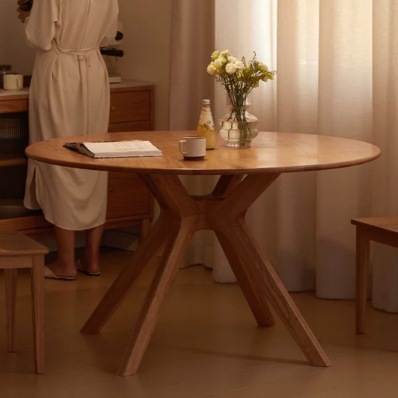 Roscoe solid oak round dining table – view 2