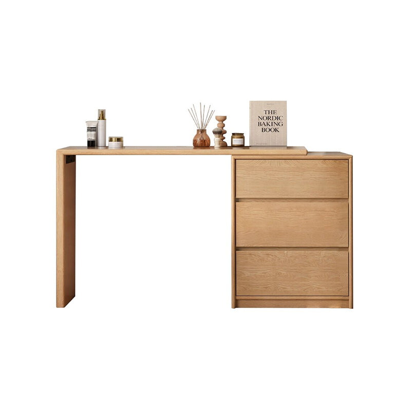 Rosemarie solid oak adjustable dressing table with drawer – Natural Wood 3-drawer, view 11