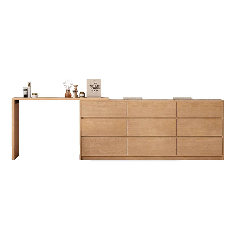 Rosemarie solid oak adjustable dressing table with drawer – Natural Wood 9-drawer, view 13