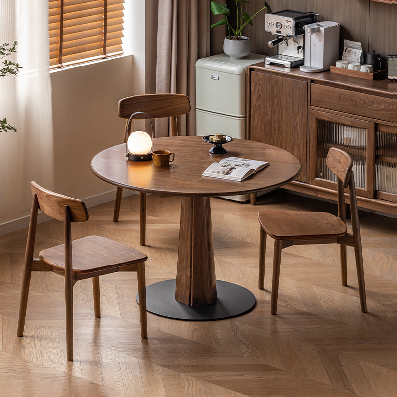 Dorian Round Solid Black Walnut Dining Table 100cm / 120cm