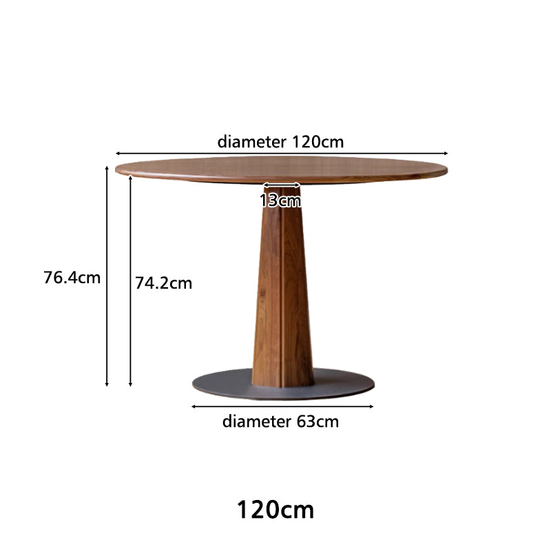 Dorian Round Solid Black Walnut Dining Table 100cm / 120cm – view 10