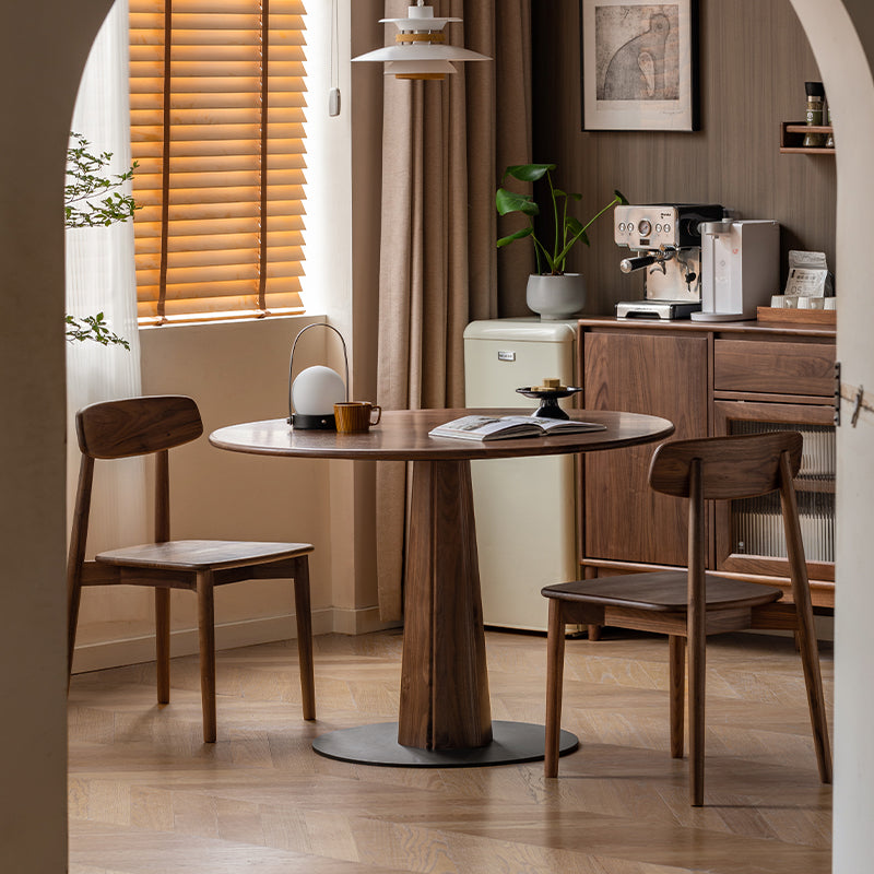 Dorian Round Solid Black Walnut Dining Table 100cm / 120cm – view 2