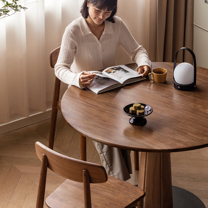 Dorian Round Solid Black Walnut Dining Table 100cm / 120cm – view 5