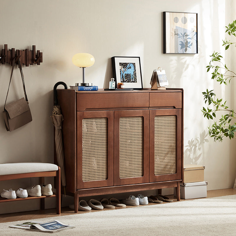 Ignatius Rubberwood Shoe Cabinet with Rattan Doors, 2-Door 3-Door 4-Door – view 2
