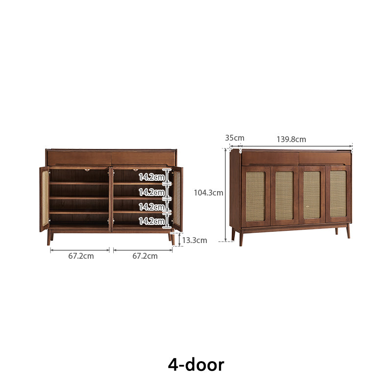 Ignatius Rubberwood Shoe Cabinet with Rattan Doors, 2-Door 3-Door 4-Door – view 29