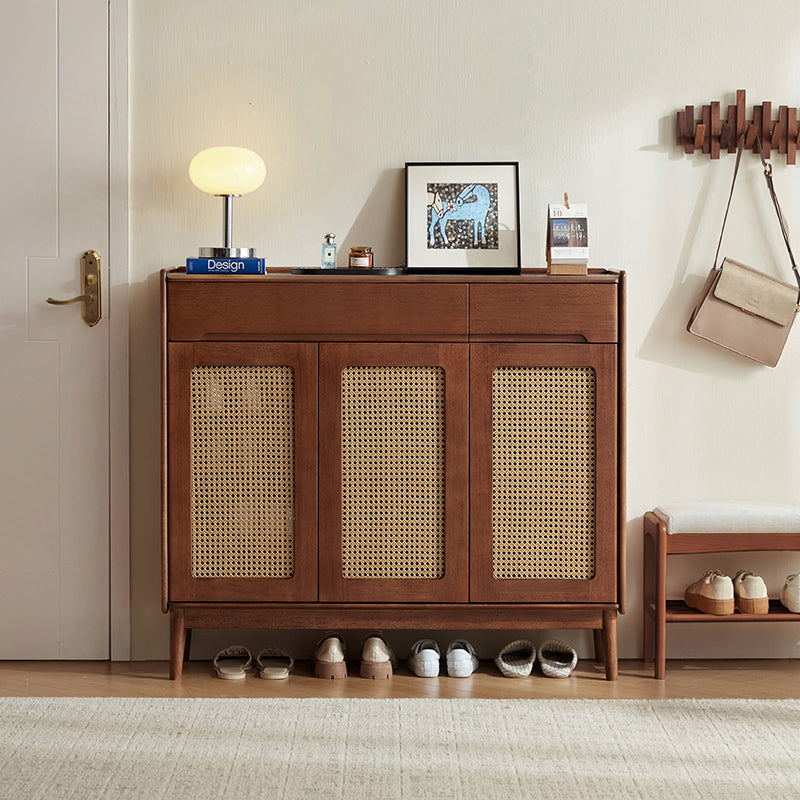 Ignatius Rubberwood Shoe Cabinet with Rattan Doors, 2-Door 3-Door 4-Door – 3-door