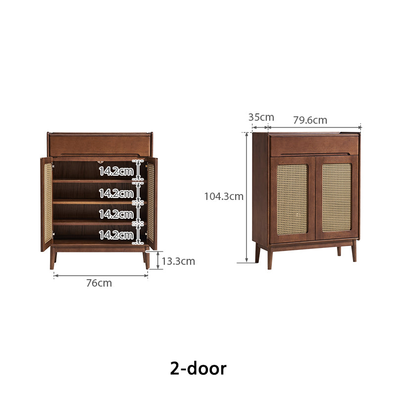 Ignatius Rubberwood Shoe Cabinet with Rattan Doors, 2-Door 3-Door 4-Door – view 36