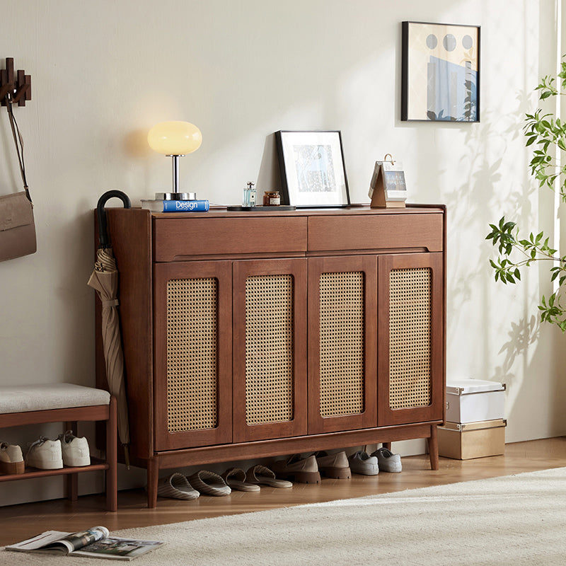 Ignatius Rubberwood Shoe Cabinet with Rattan Doors, 2-Door 3-Door 4-Door – 4-door, view 16
