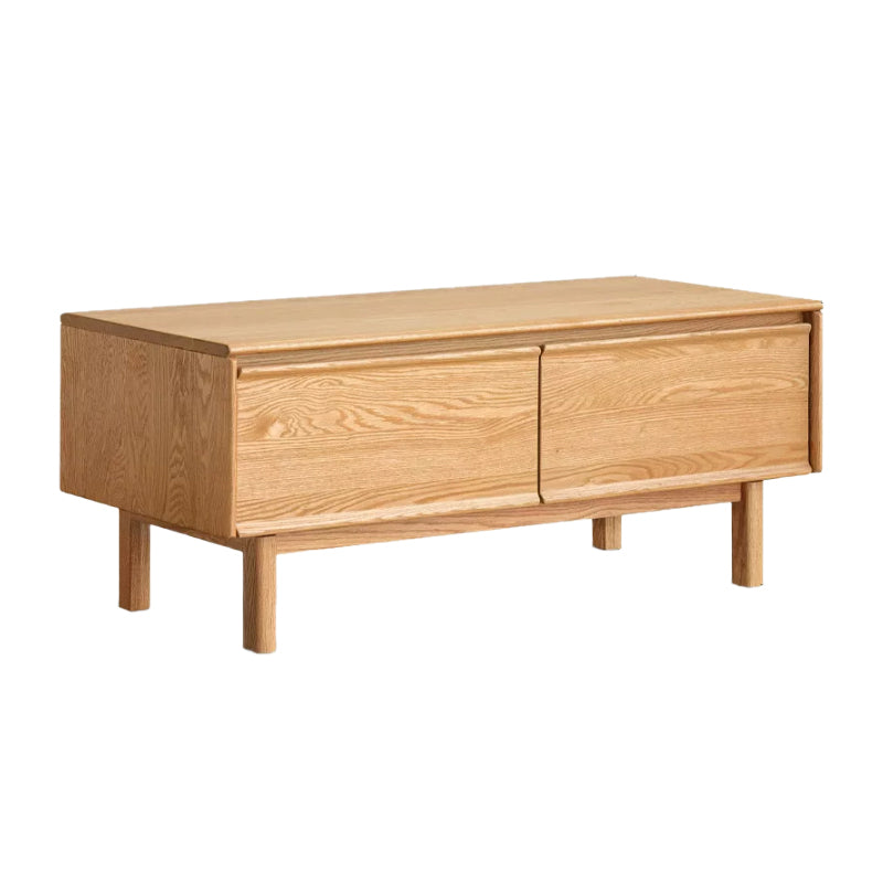 Sabrina solid oak coffee table with drawer in natural finish – 135cm, view 9