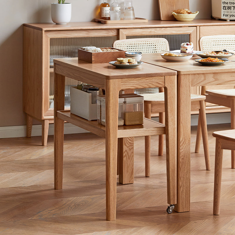 Samson solid American oak mobile side table on castors