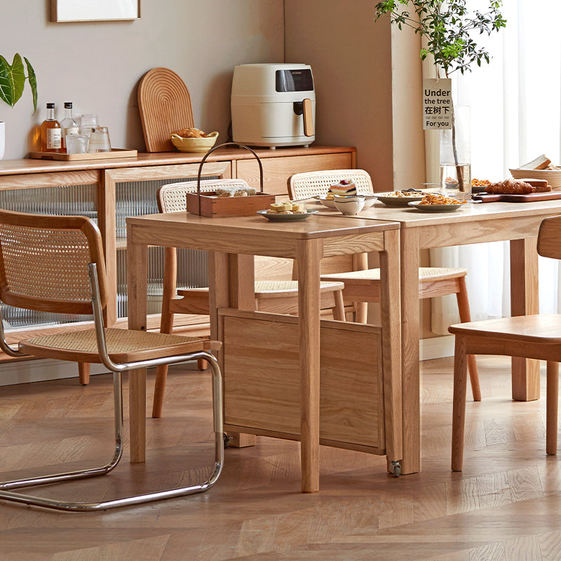 Samson solid American oak mobile side table on castors – view 4
