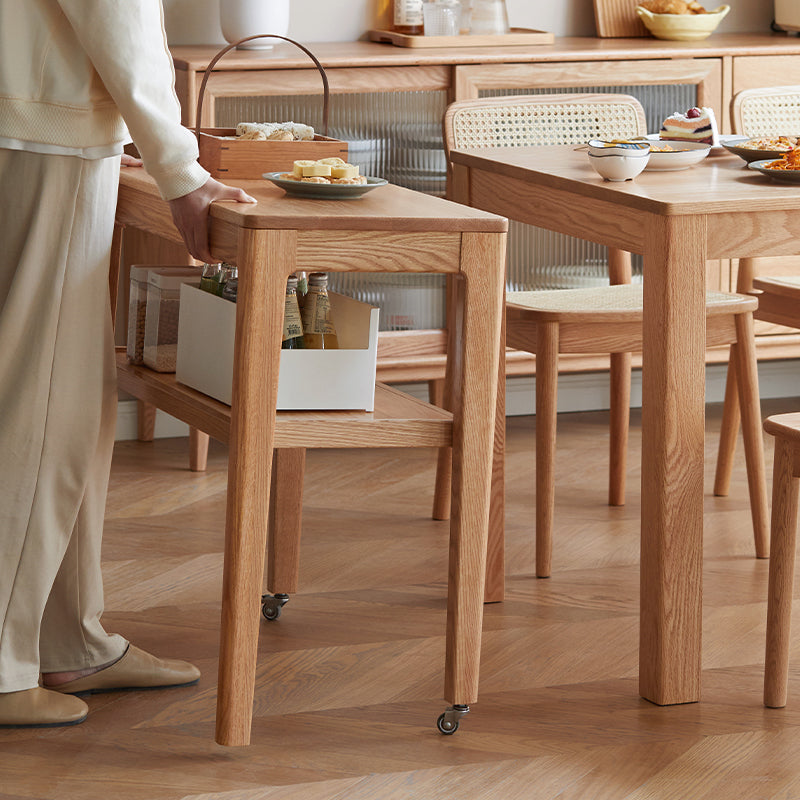 Samson solid American oak mobile side table on castors – view 5