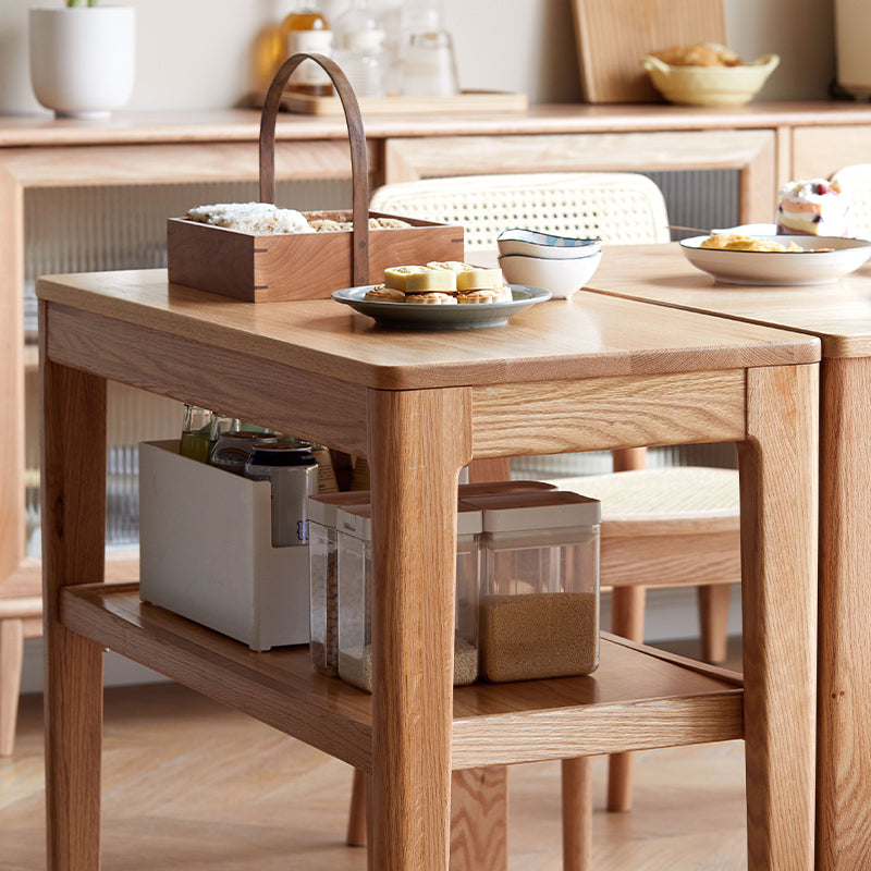 Samson solid American oak mobile side table on castors – view 7