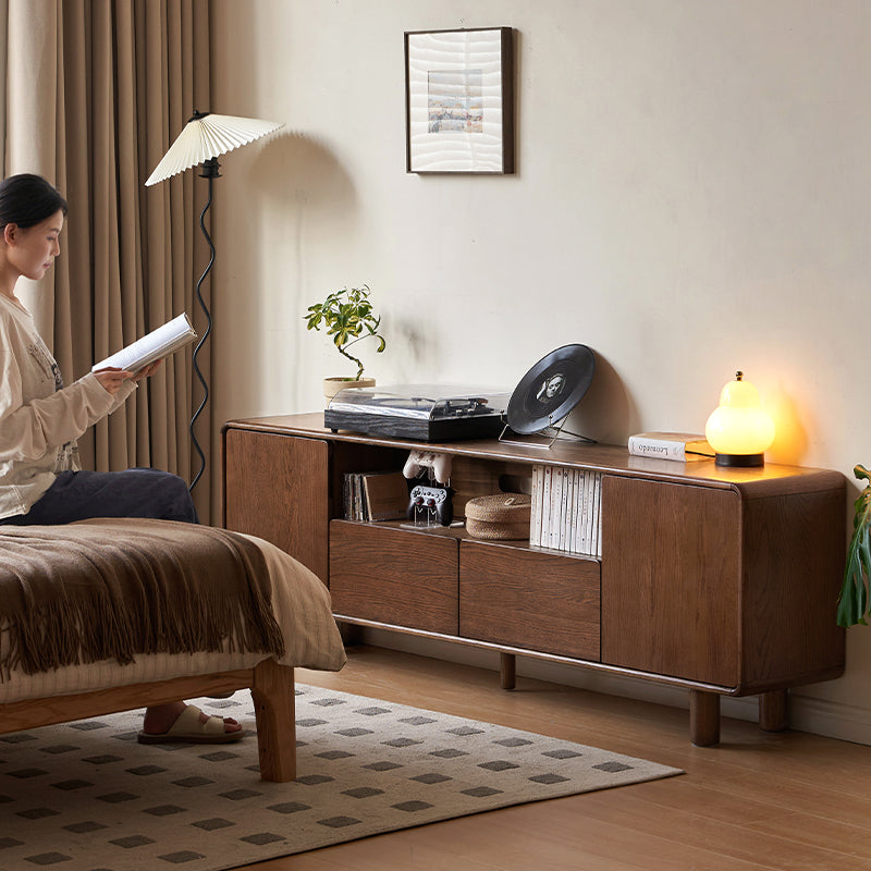 Sandra solid oak TV unit in walnut finish – view 3