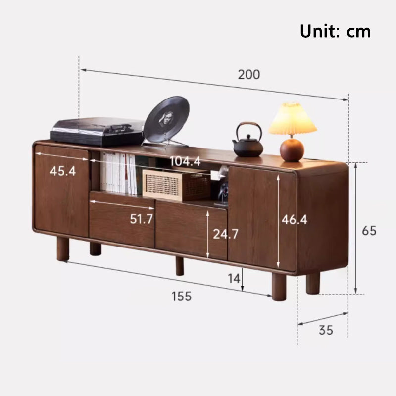 Sandra solid oak TV unit in walnut finish – view 7