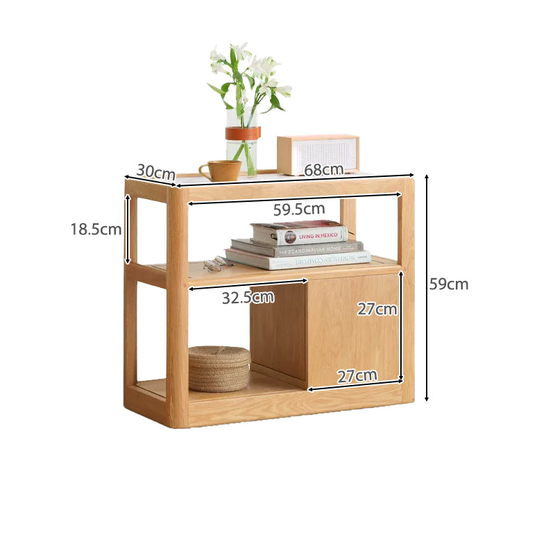 Sasha Solid American Oak Side Table with Ceramic and Castors 30cm – view 16