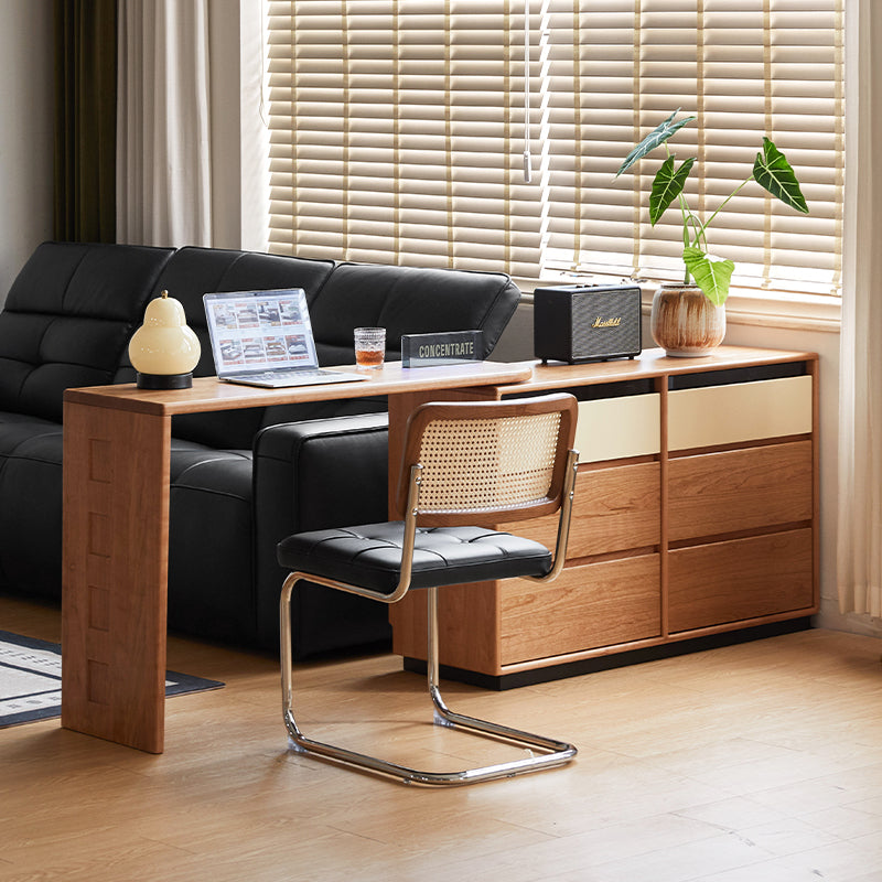 Seth solid cherry wood vanity desk with six drawers