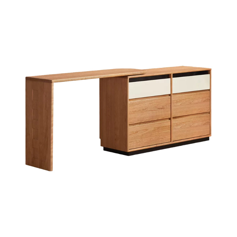 Seth solid cherry wood vanity desk with six drawers – view 12