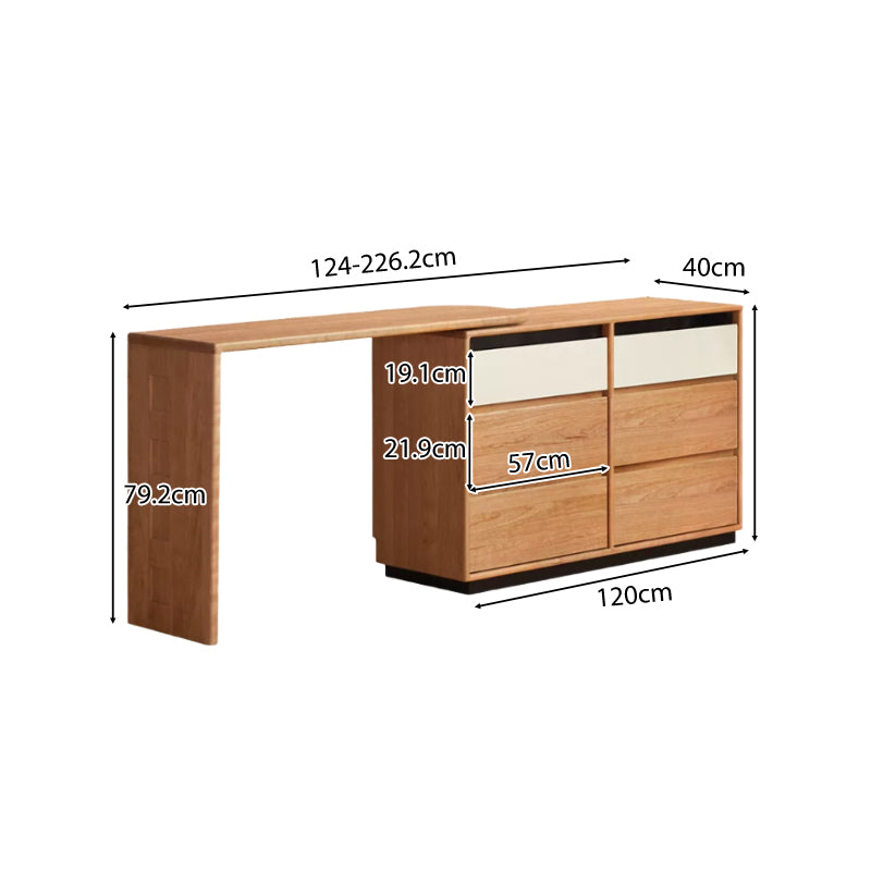 Seth solid cherry wood vanity desk with six drawers – view 13